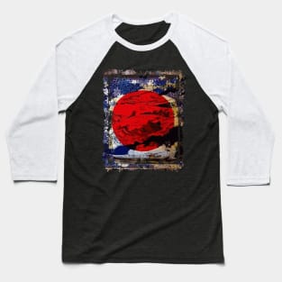 Japan Flag Red Circle Blue Mountain Collage Art 74 Baseball T-Shirt